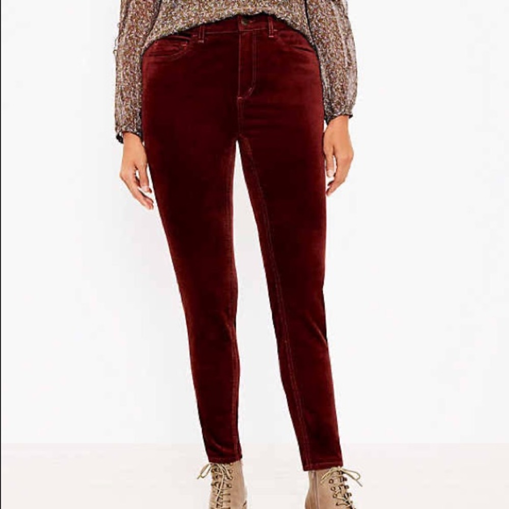 LOFT Petite Curvy High Rise Skinny Velvet Pants
